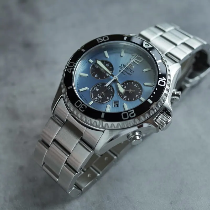 Orient Mako Solar Chrono Ice Blue Dial Men's Watch- RA-TX0206L