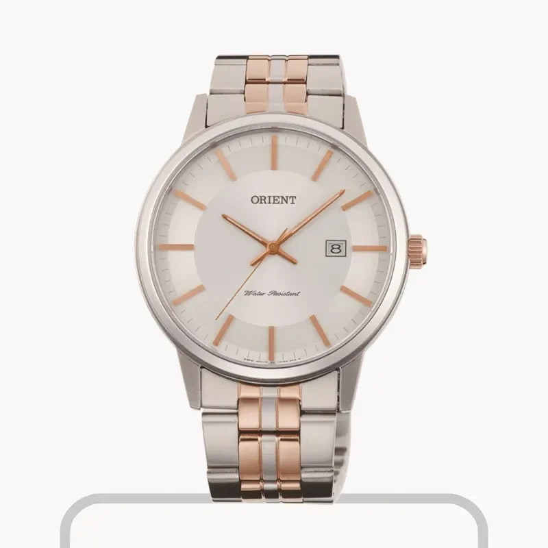 Orient Cuarzo Quartz Two-tone White Dial Men's Watch- FUNG8001W0